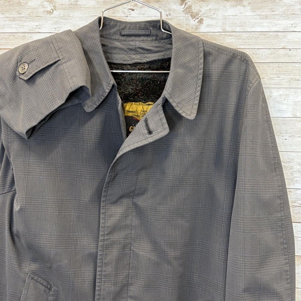 Vtg Gleneagles Mens 36 Rembrandt Trench Coat Charcoal Glen Plaid Removable Liner